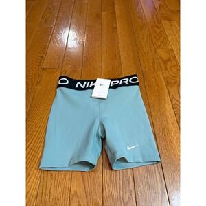 New Nike Pro Kids Youth Aqua Blue Athletic Shorts Dri-FIT Logo Size Youth XS & M